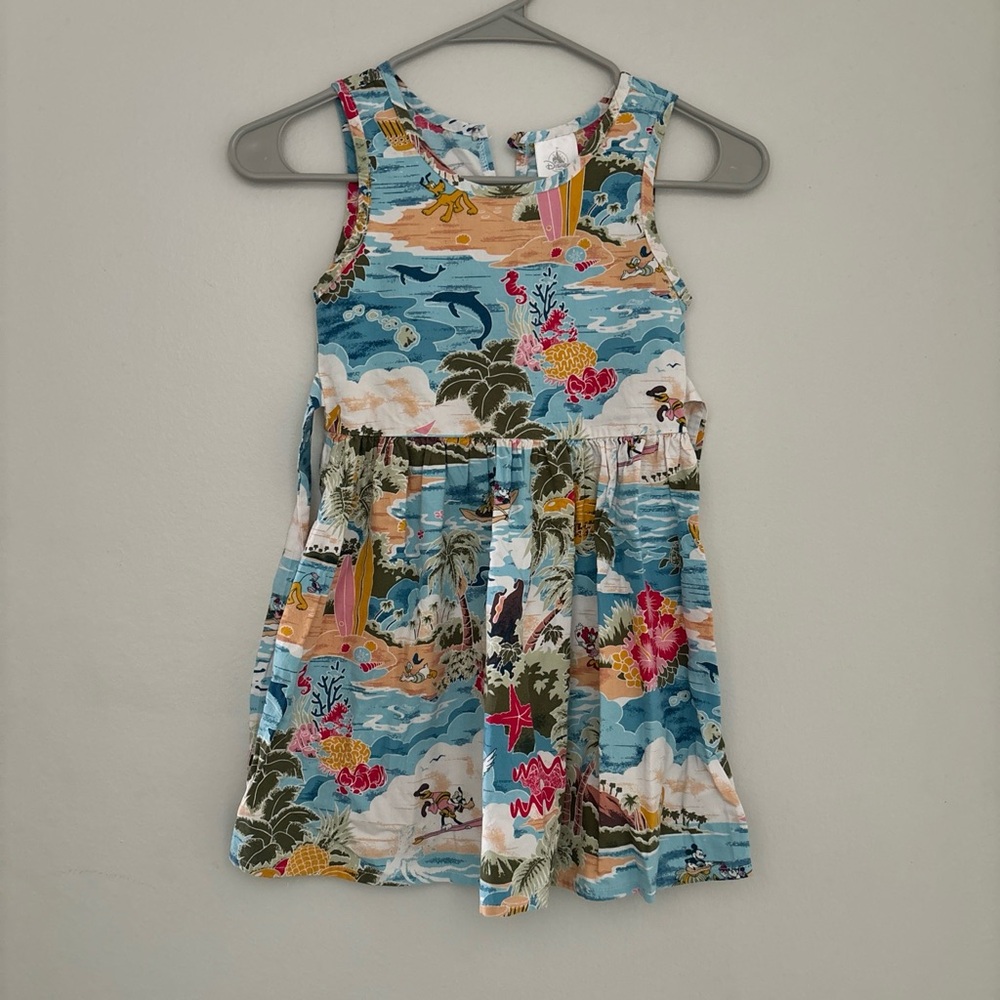 Disney Tropical Beach Print Sleeveless Dress - Blue, Pink, Green, Yellow